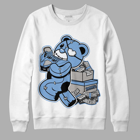 Jordan 5 Retro University Blue DopeSkill Sweatshirt Bear Steals Sneaker Graphic Streetwear - White 