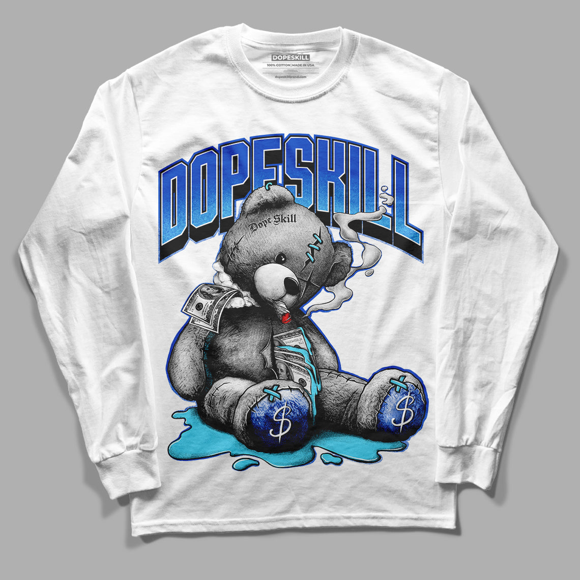 SB Dunk Argon DopeSkill Long Sleeve T-Shirt Sick Bear Graphic - White 