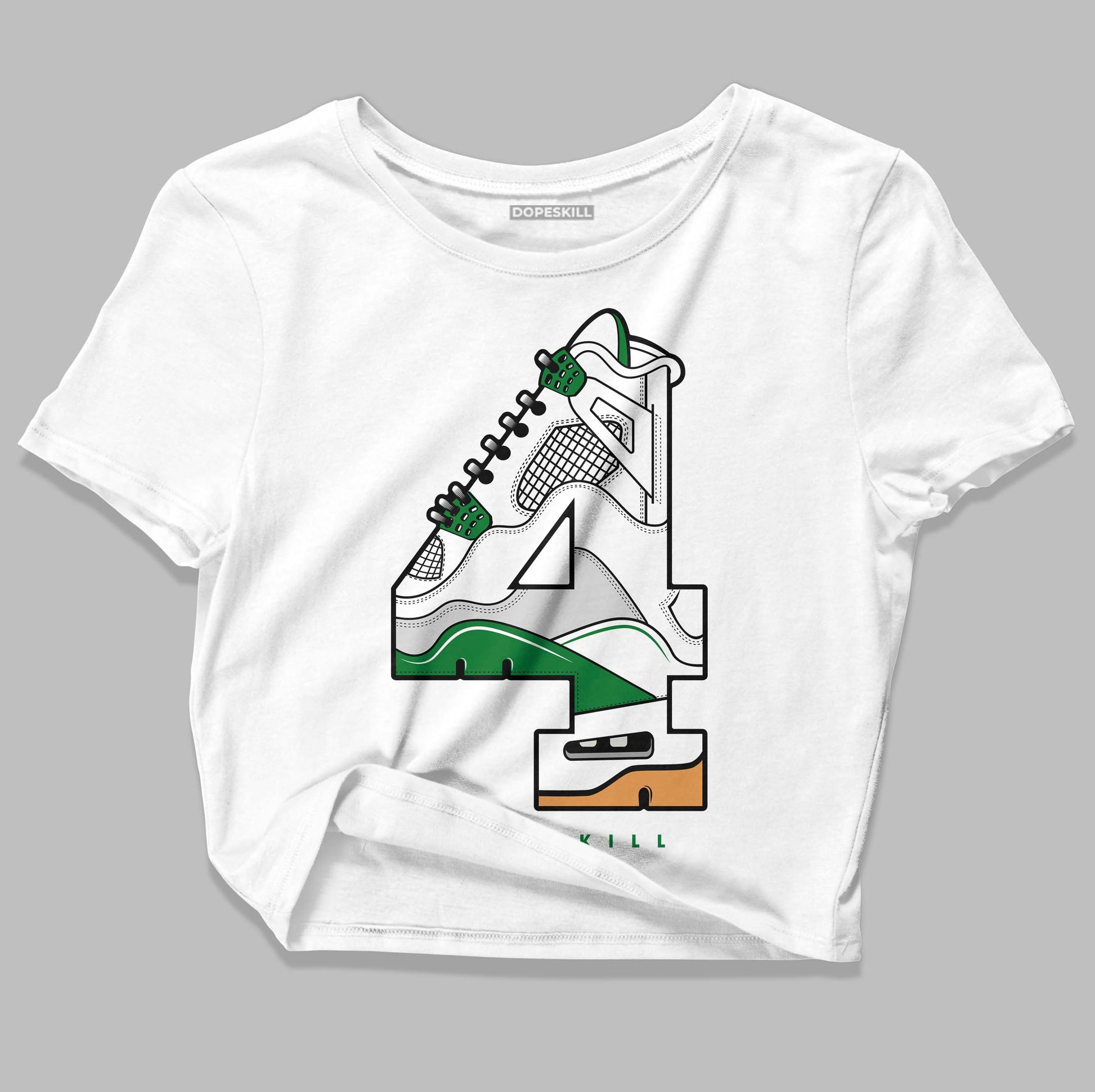 Nike SB x Jordan 4 “Pine Green” DopeSkill Women's Crop Top No.4 Graphic Streetwear - White