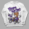 Dark Iris 3s DopeSkill Long Sleeve T-Shirt Money Is Our Motive Bear Graphic - White 