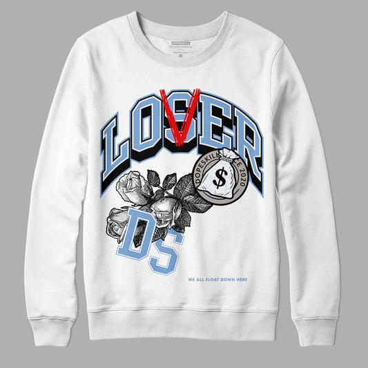 Jordan 5 Retro University Blue DopeSkill Sweatshirt Loser Lover Graphic Streetwear - White 