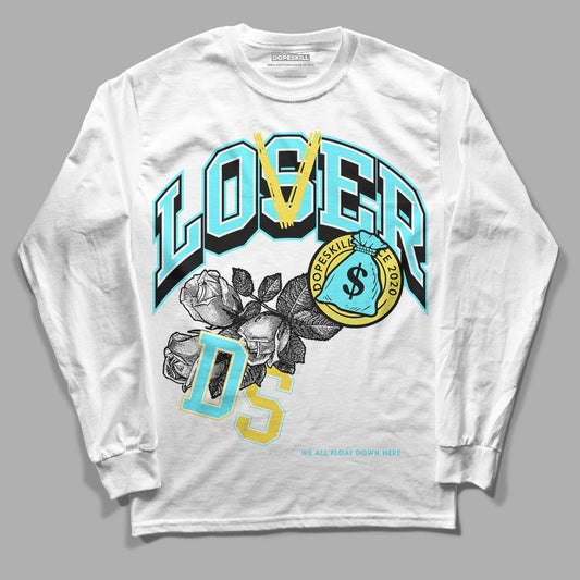 Aqua 5s DopeSkill Long Sleeve T-Shirt Loser Lover Graphic - White