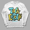 Aqua 5s DopeSkill Long Sleeve T-Shirt Talk Is Chip Graphic - White 