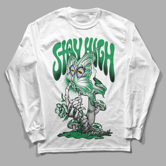 Jordan 1 Low Lucky Green DopeSkill Long Sleeve T-Shirt Stay High Graphic Streetwear - White