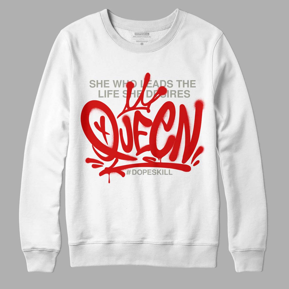 Fire Red 3s DopeSkill Sweatshirt Queen Graphic - White 