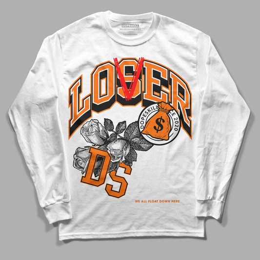 Orange Black White DopeSkill Long Sleeve T-Shirt Loser Lover Graphic - White 