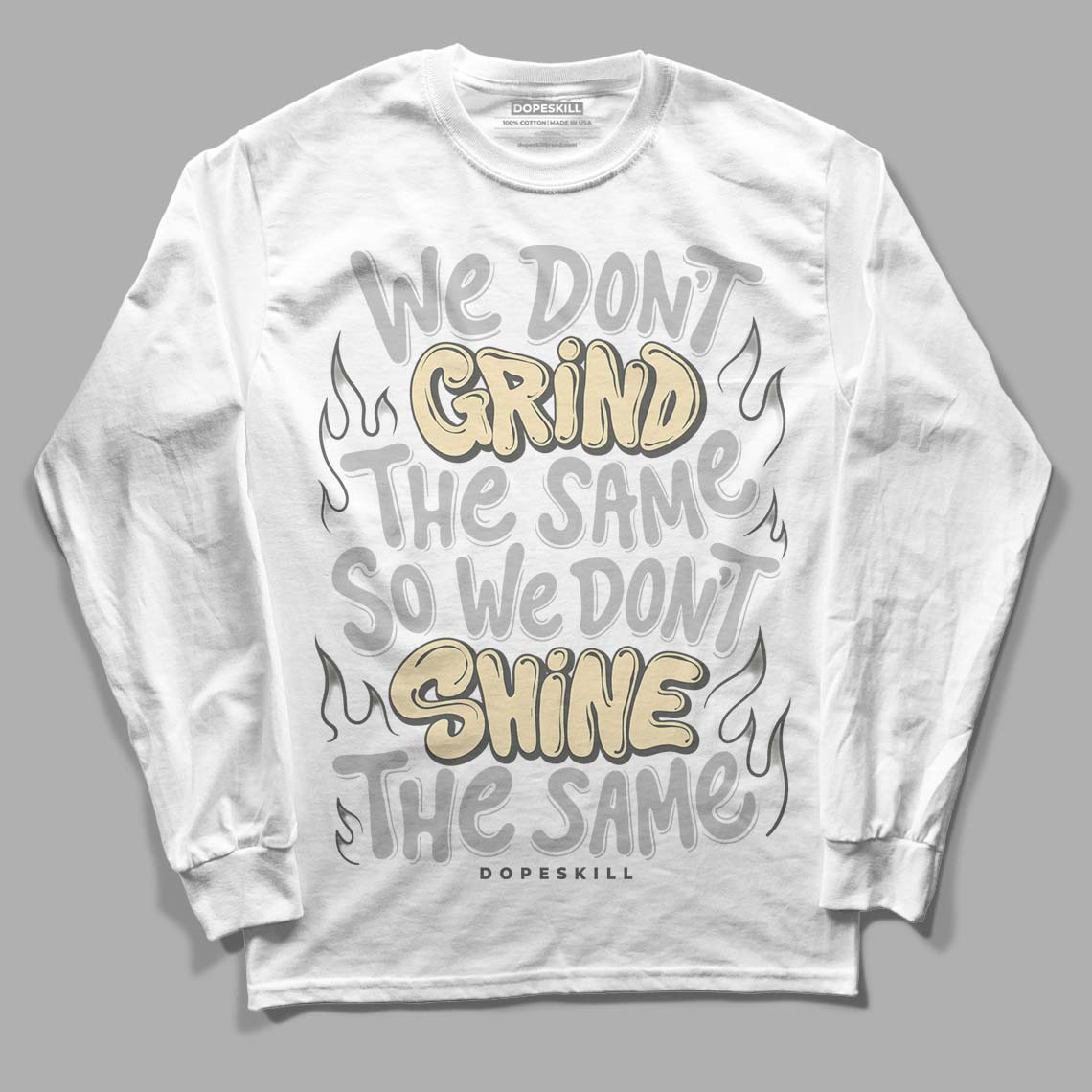 Jordan 4 Retro SE Craft Photon Dust DopeSkill Long Sleeve T-Shirt Grind Shine Graphic Streetwear - White 