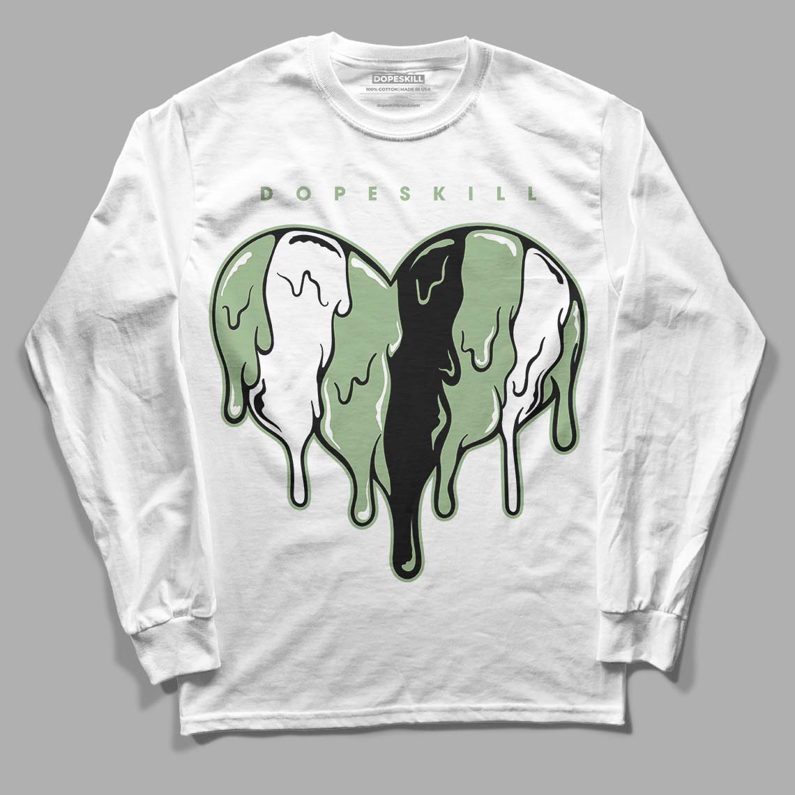 Jordan 4 Retro “Seafoam” DopeSkill Long Sleeve T-Shirt Slime Drip Heart Graphic Streetwear  - White 