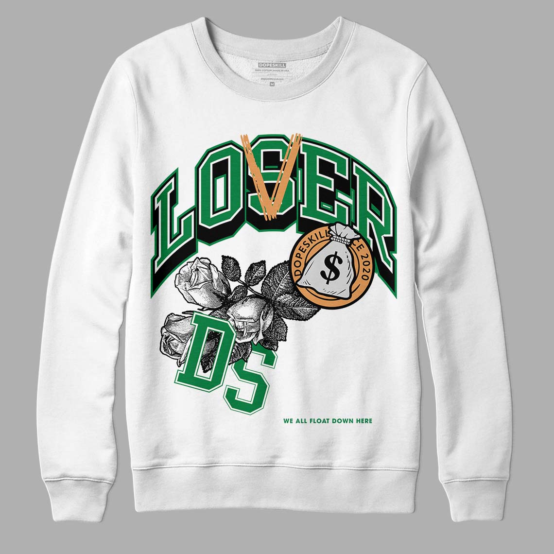 Nike SB x Jordan 4 “Pine Green” DopeSkill Sweatshirt Loser Lover Graphic Streetwear - White