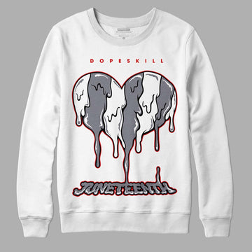 Fire Red 9s DopeSkill Sweatshirt Juneteenth Heart Graphic - White 