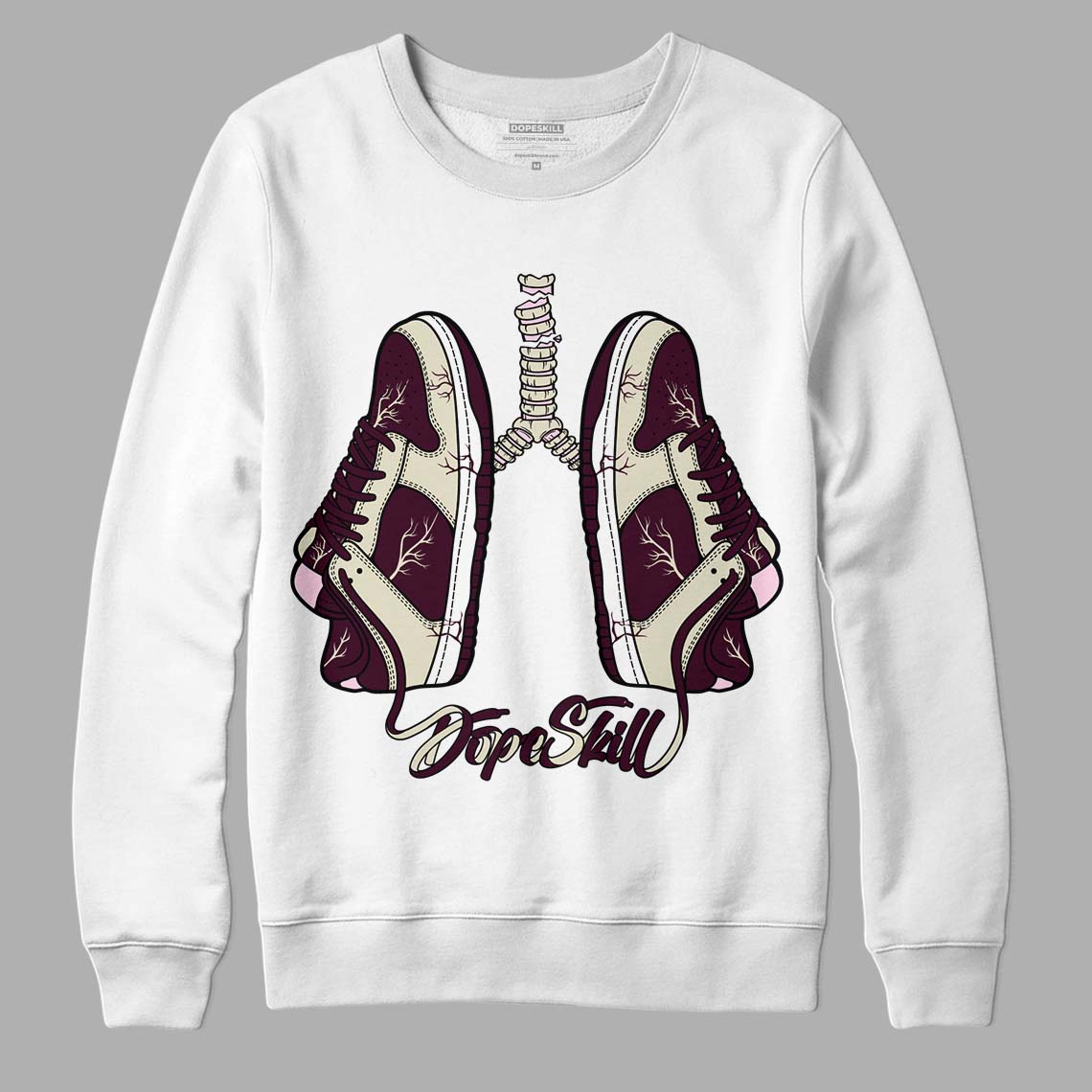 Dunk Low Night Maroon and Medium Soft Pink DopeSkill Sweatshirt Breathe Graphic Streetwear - White 