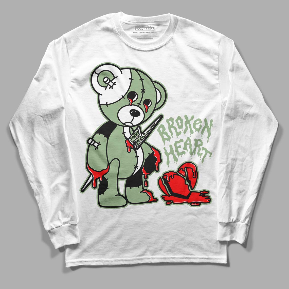 Jordan 4 Retro “Seafoam” DopeSkill Long Sleeve T-Shirt Broken Heart Graphic Streetwear  - White 