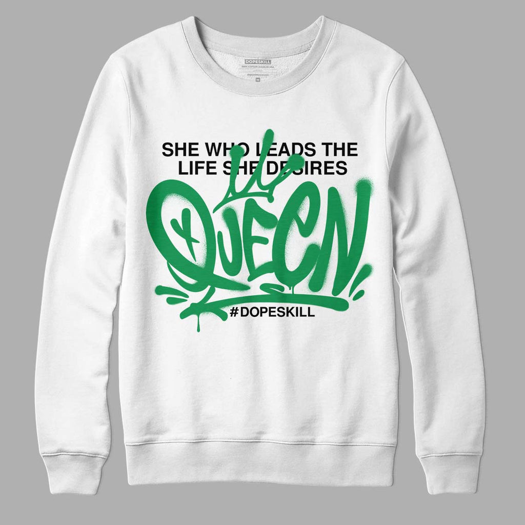 Jordan 1 Low Lucky Green DopeSkill Sweatshirt Queen Graphic Streetwear - White