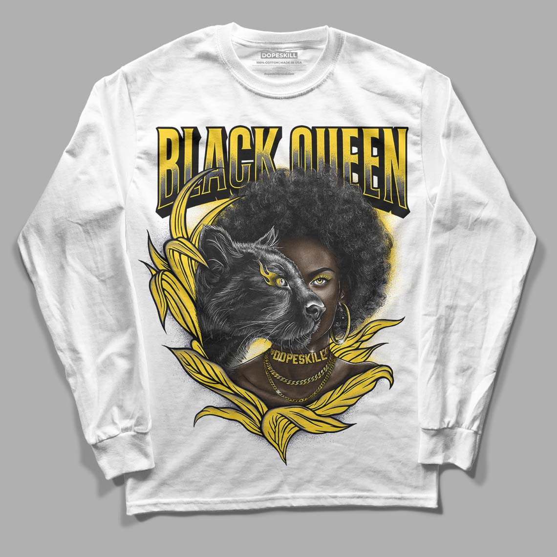 Lightning 4s DopeSkill Long Sleeve T-Shirt New Black Queen Graphic - White 