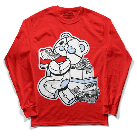 Cherry 11s DopeSkill Varsity Red Long Sleeve T-Shirt Bear Steals Sneaker Graphic