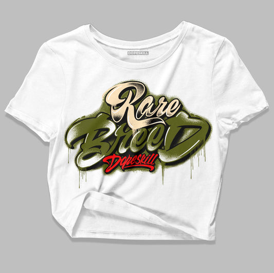 Travis Scott x Jordan 1 Low OG “Olive” DopeSkill Women's Crop Top Rare Breed Type Graphic Streetwear - White