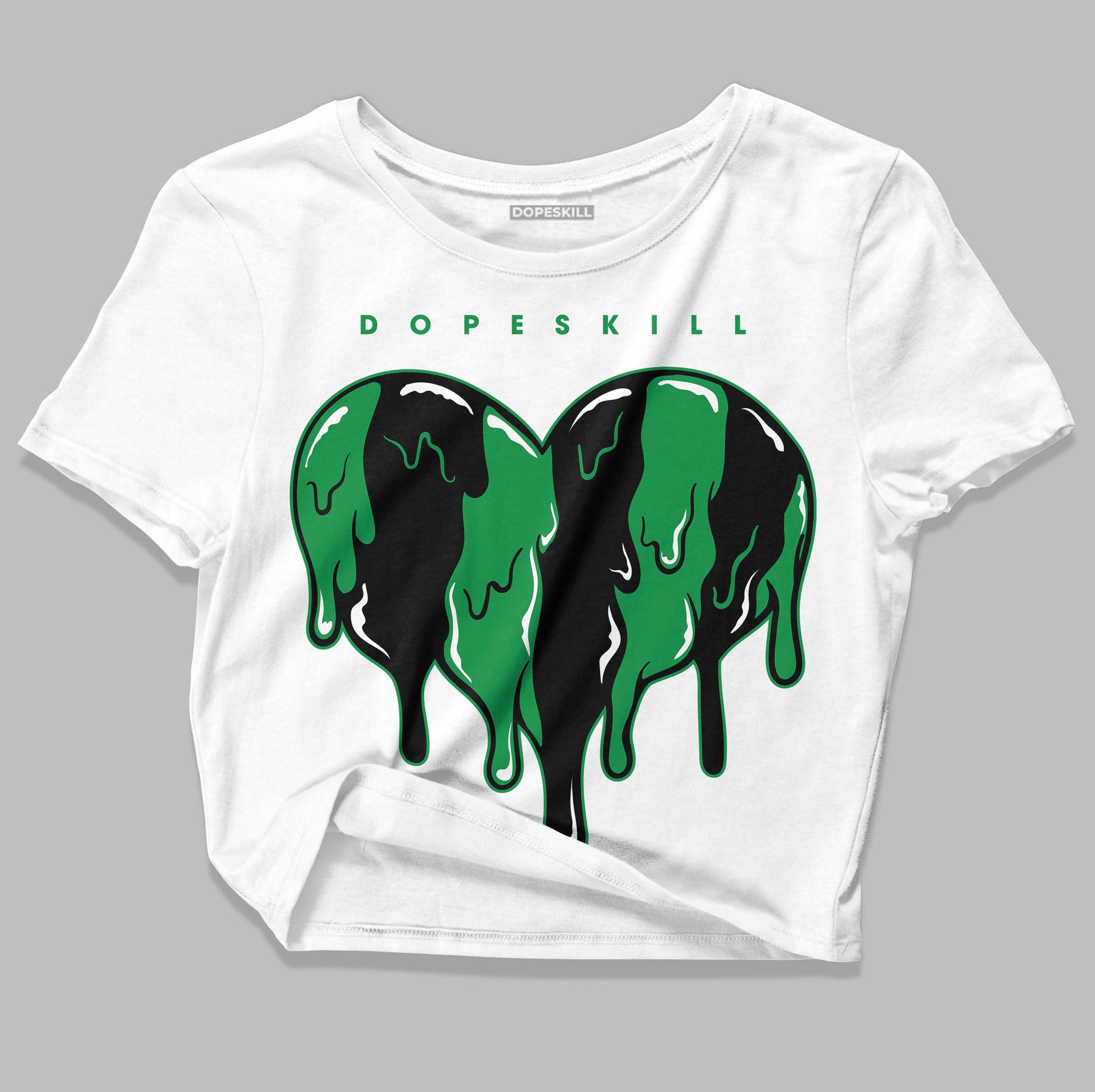 Jordan 1 Low Lucky Green DopeSkill Women's Crop Top Slime Drip Heart Graphic Streetwear - White