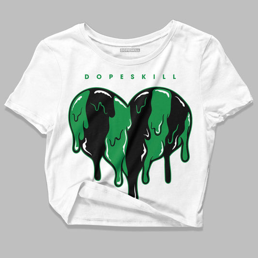 Jordan 1 Low Lucky Green DopeSkill Women's Crop Top Slime Drip Heart Graphic Streetwear - White