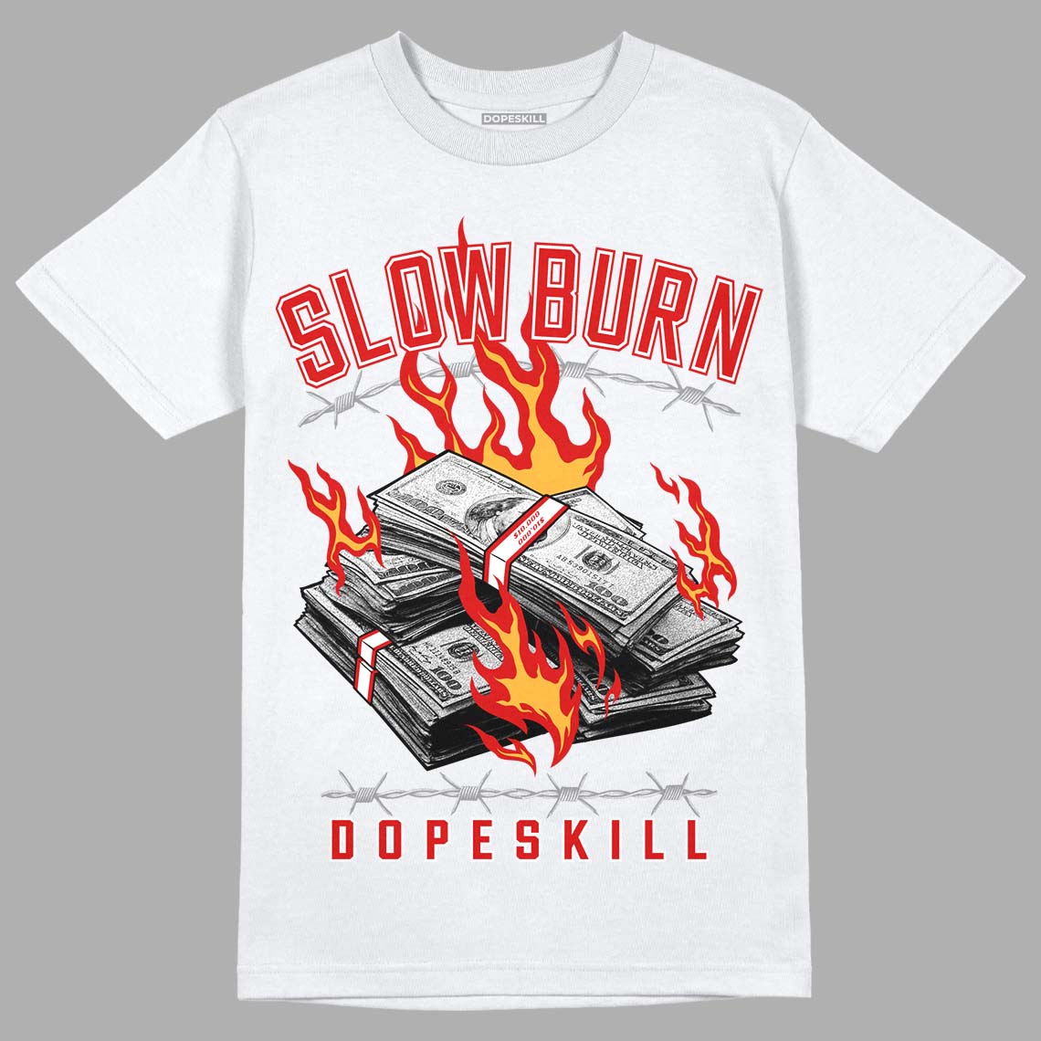 Dunk Low Gym Red DopeSkill T-Shirt Slow Burn Graphic - White 