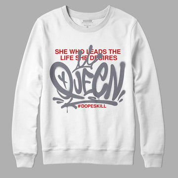 Fire Red 9s DopeSkill Sweatshirt Queen Graphic - White 