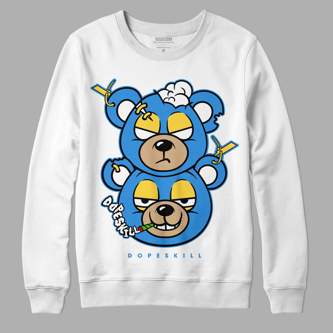 SB Dunk Low Homer DopeSkill Sweatshirt New Double Bear Graphic - White