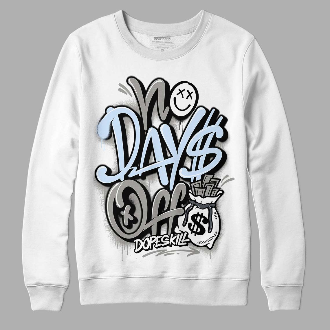 Jordan 6 Retro Cool Grey DopeSkill Sweatshirt No Days Off Graphic Streetwear - White 