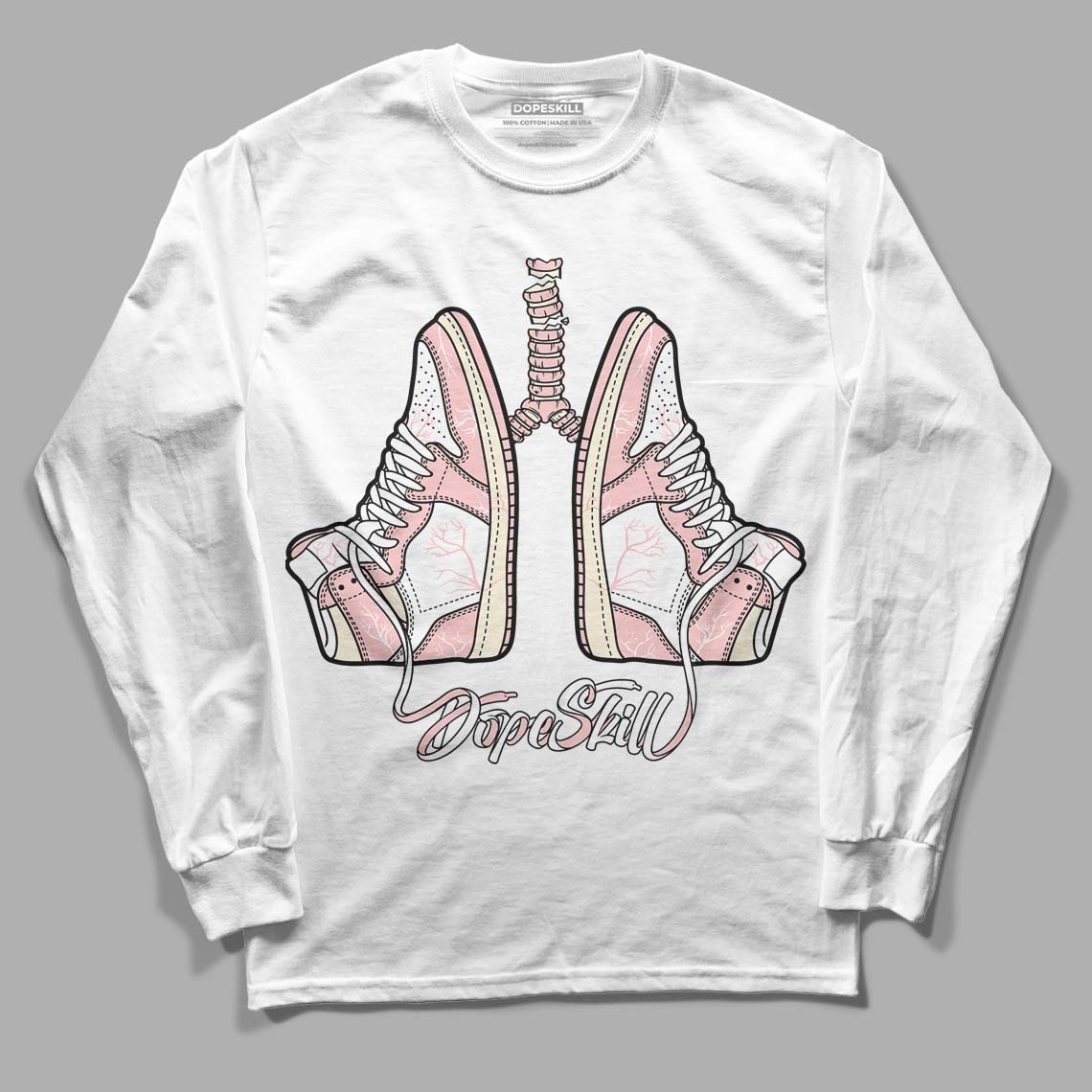 Jordan 1 High OG WMNS Washed Pink DopeSkill Long Sleeve T-Shirt Breathe Graphic Streetwear - White