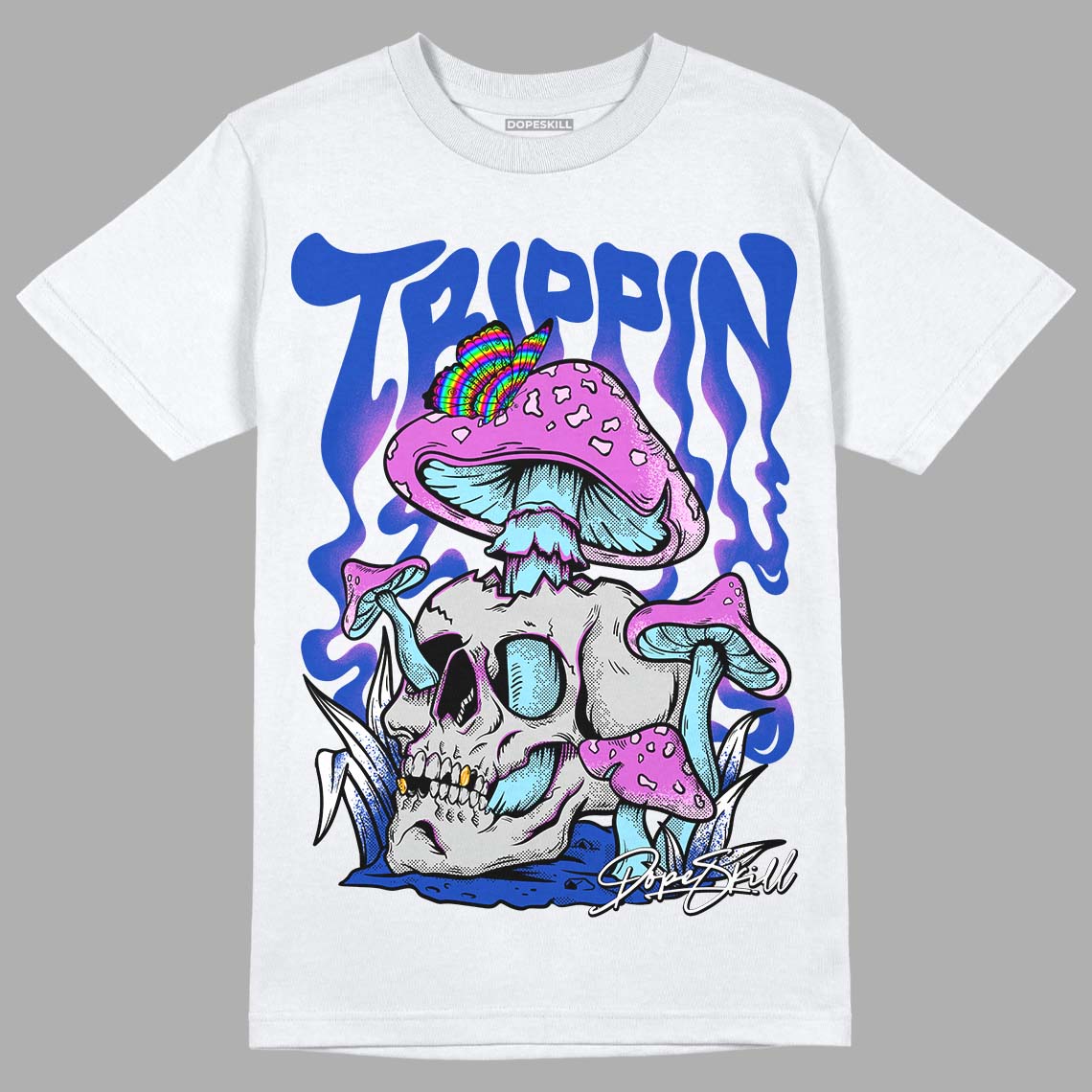 Hyper Royal 12s DopeSkill T-Shirt Trippin Graphic - White 