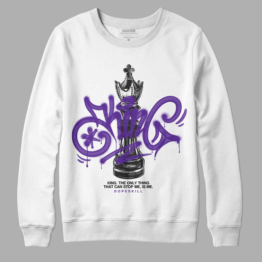 Jordan 13 Court Purple DopeSkill Sweatshirt King Chess Graphic Streetwear - White