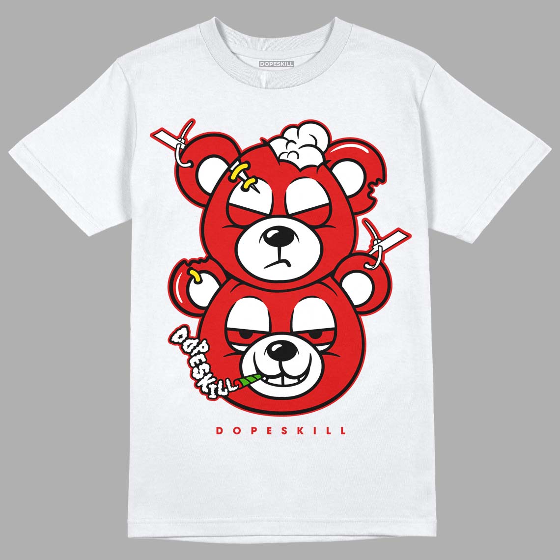 Jordan 12 Retro ‘Gym Red’  DopeSkill T-Shirt New Double Bear Graphic Streetwear - White