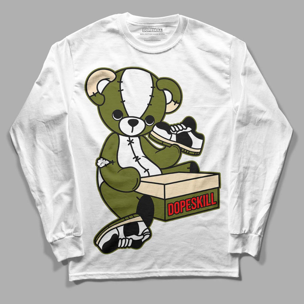 Travis Scott x Jordan 1 Low OG “Olive” DopeSkill Long Sleeve T-Shirt Sneakerhead BEAR Graphic Streetwear - White