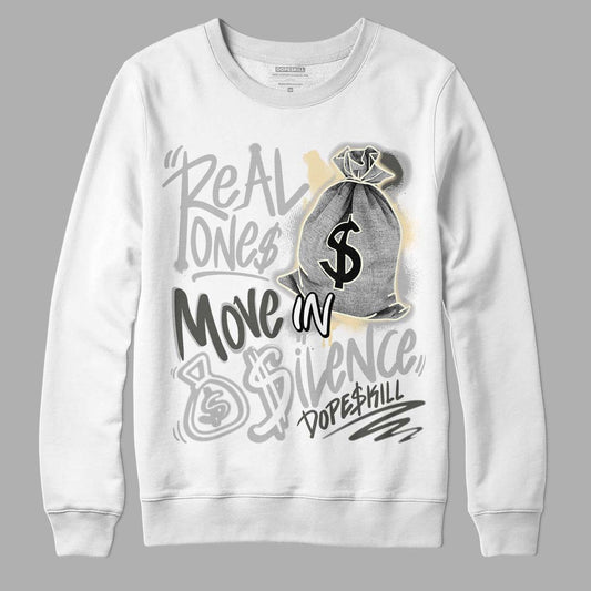 Jordan 4 Retro SE Craft Photon Dust DopeSkill Sweatshirt Real Ones Move In Silence Graphic Streetwear  - White 