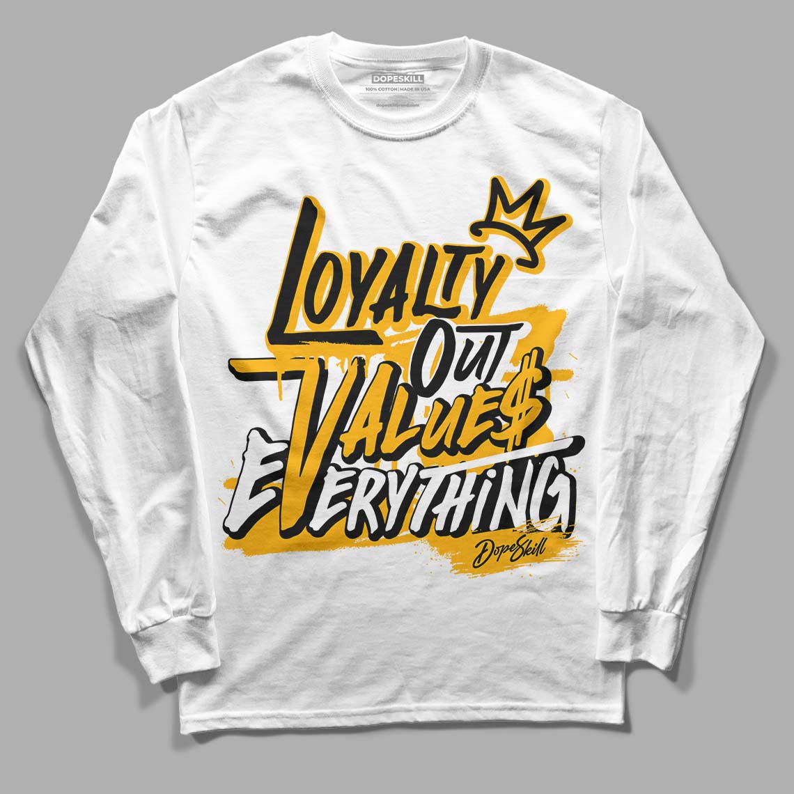 Goldenrod Dunk DopeSkill Long Sleeve T-Shirt LOVE Graphic - White 