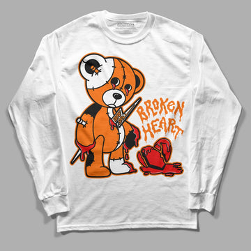 Orange Black White DopeSkill Long Sleeve T-Shirt Broken Heart Graphic - White 