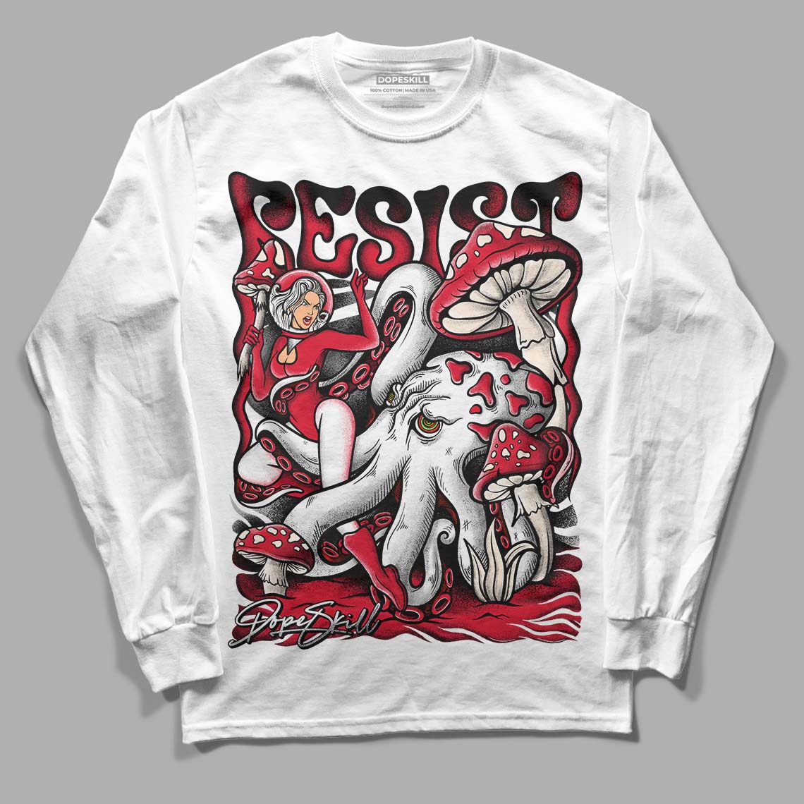Lost & Found 1s DopeSkill Long Sleeve T-Shirt Resist Graphic - White 