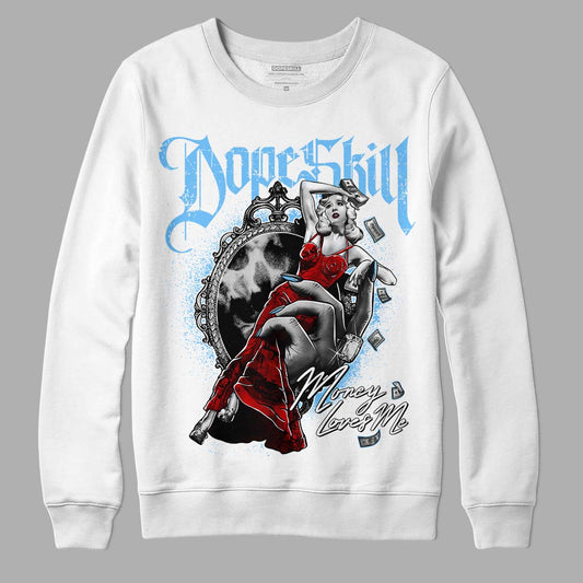 Travis Scott x Jordan 4 Retro 'Cactus Jack' DopeSkill Sweatshirt Money Loves Me Graphic Streetwear - White