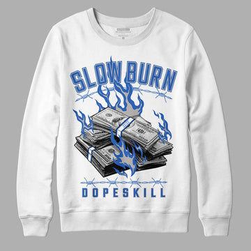 True Blue 1s DopeSkill Sweatshirt Slow Burn Graphic - White