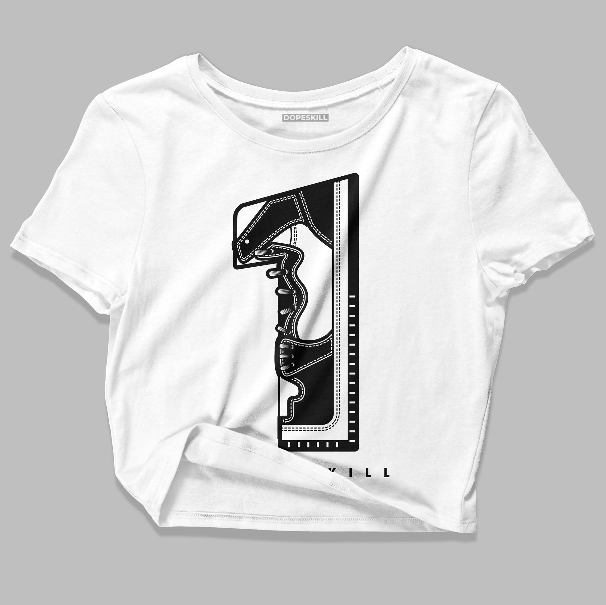 Jordan 1 High 85 Black White DopeSkill Women's Crop Top No.1 Graphic Streetwear  - White 