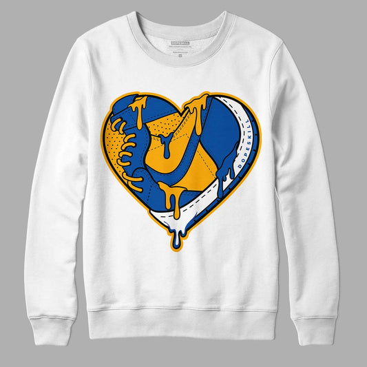 Dunk Blue Jay and University Gold DopeSkill Sweatshirt Heart Jordan Graphic Streetwear - White