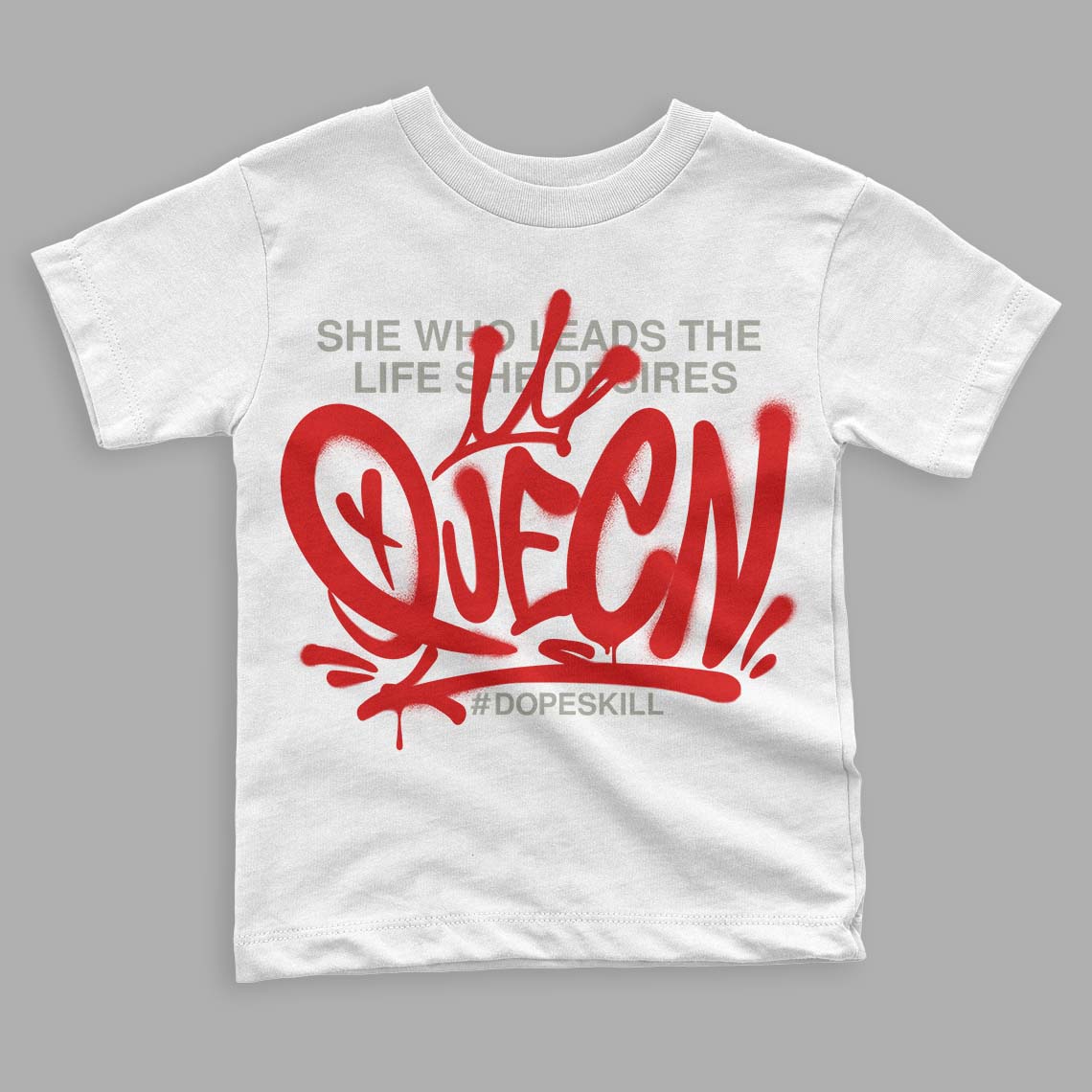 Fire Red 3s DopeSkill Toddler Kids T-shirt Queen Graphic - White 