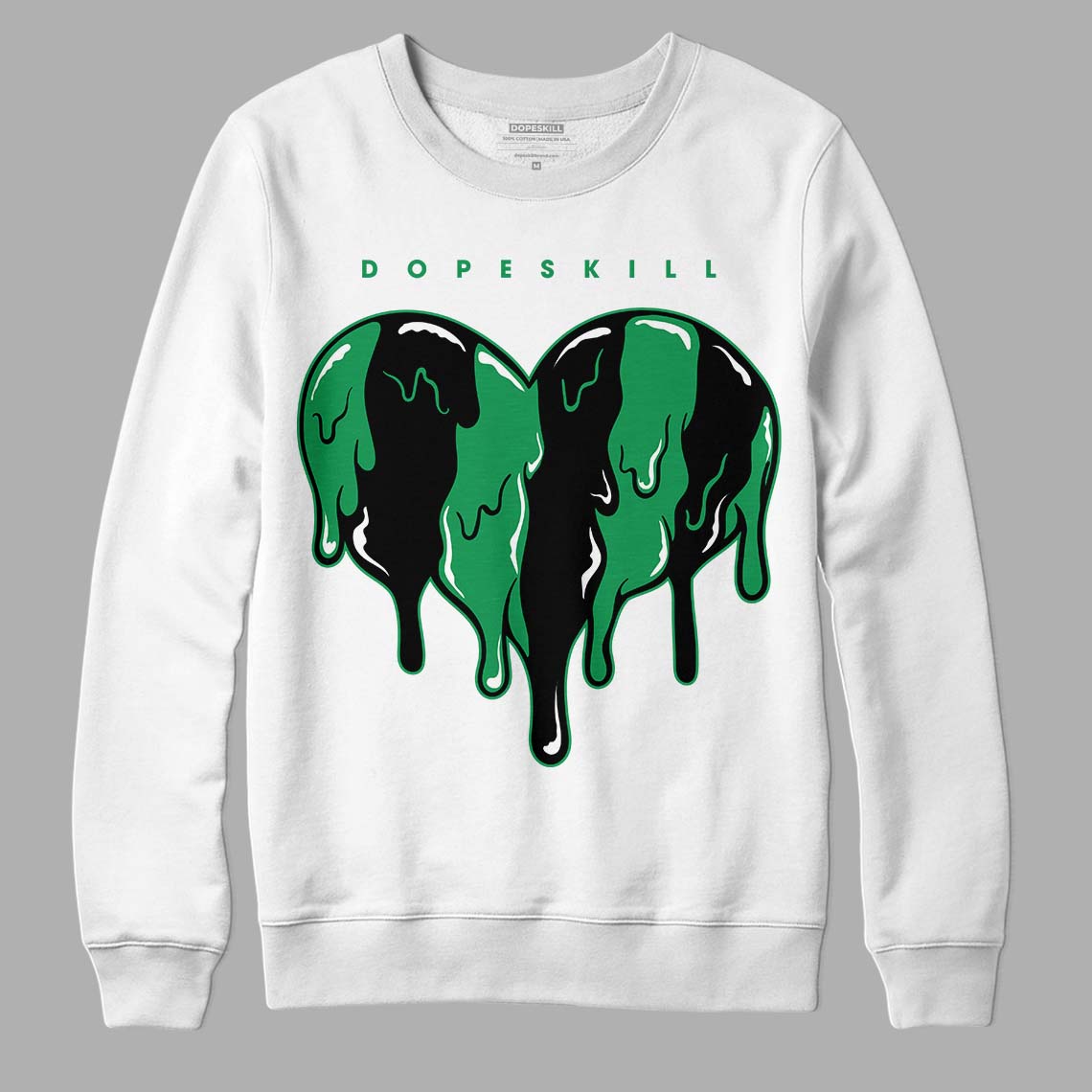 Jordan 1 Low Lucky Green DopeSkill Sweatshirt Slime Drip Heart Graphic Streetwear - White