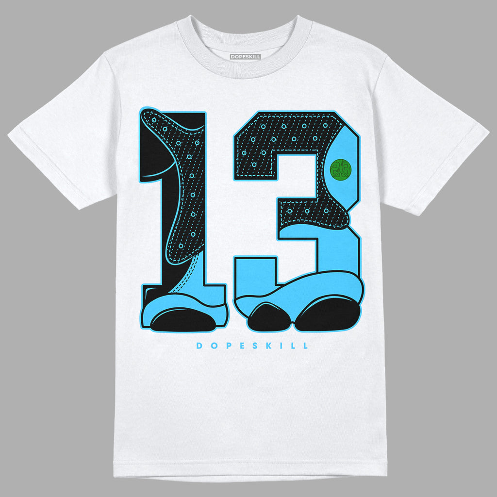 University Blue 13s DopeSkill T-Shirt No.13 Graphic - White