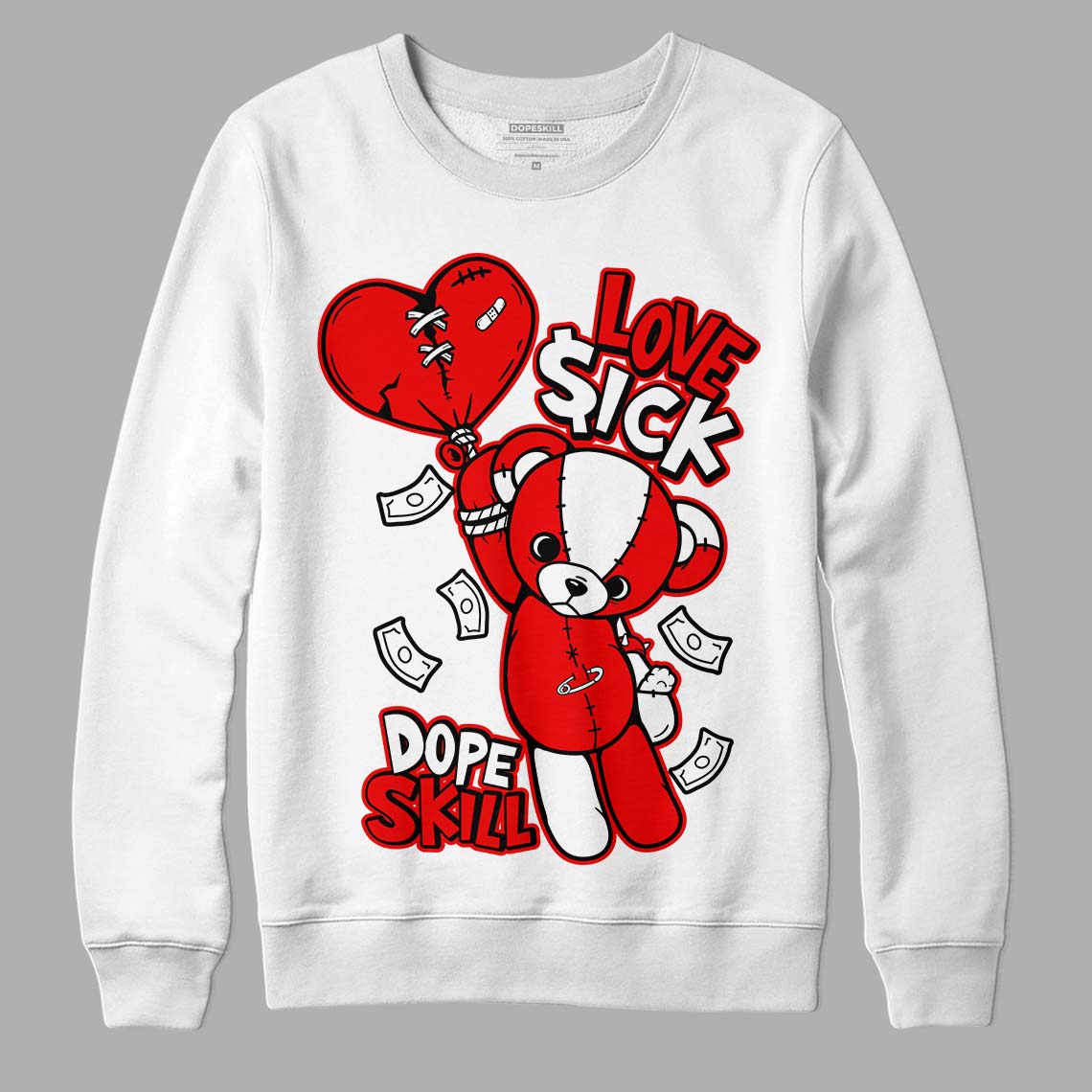 Cherry 11s DopeSkill Sweatshirt Love Sick Graphic - White
