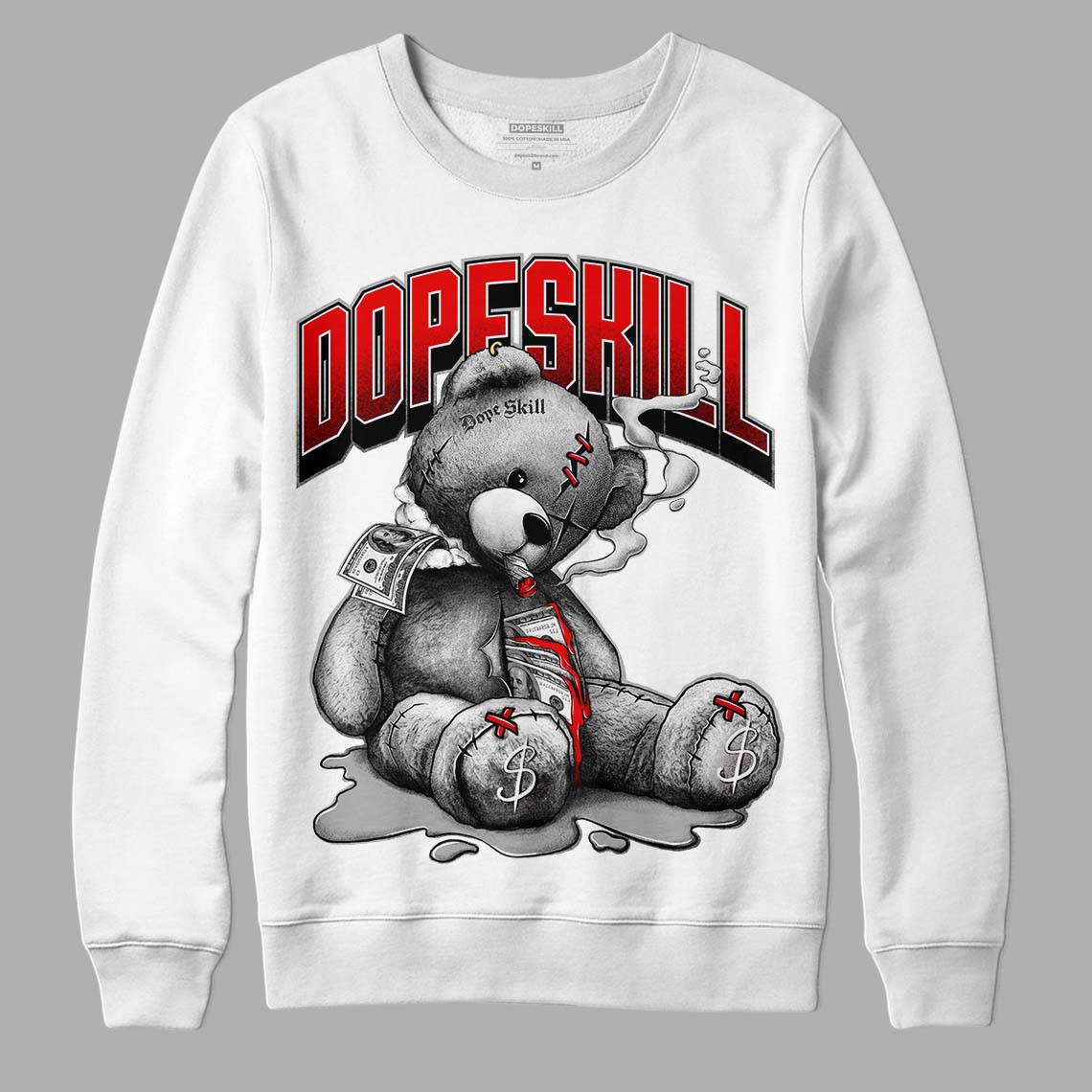 Jordan 5 Retro P51 Camo DopeSkill Sweatshirt Sick Bear Graphic Streetwear  - White 
