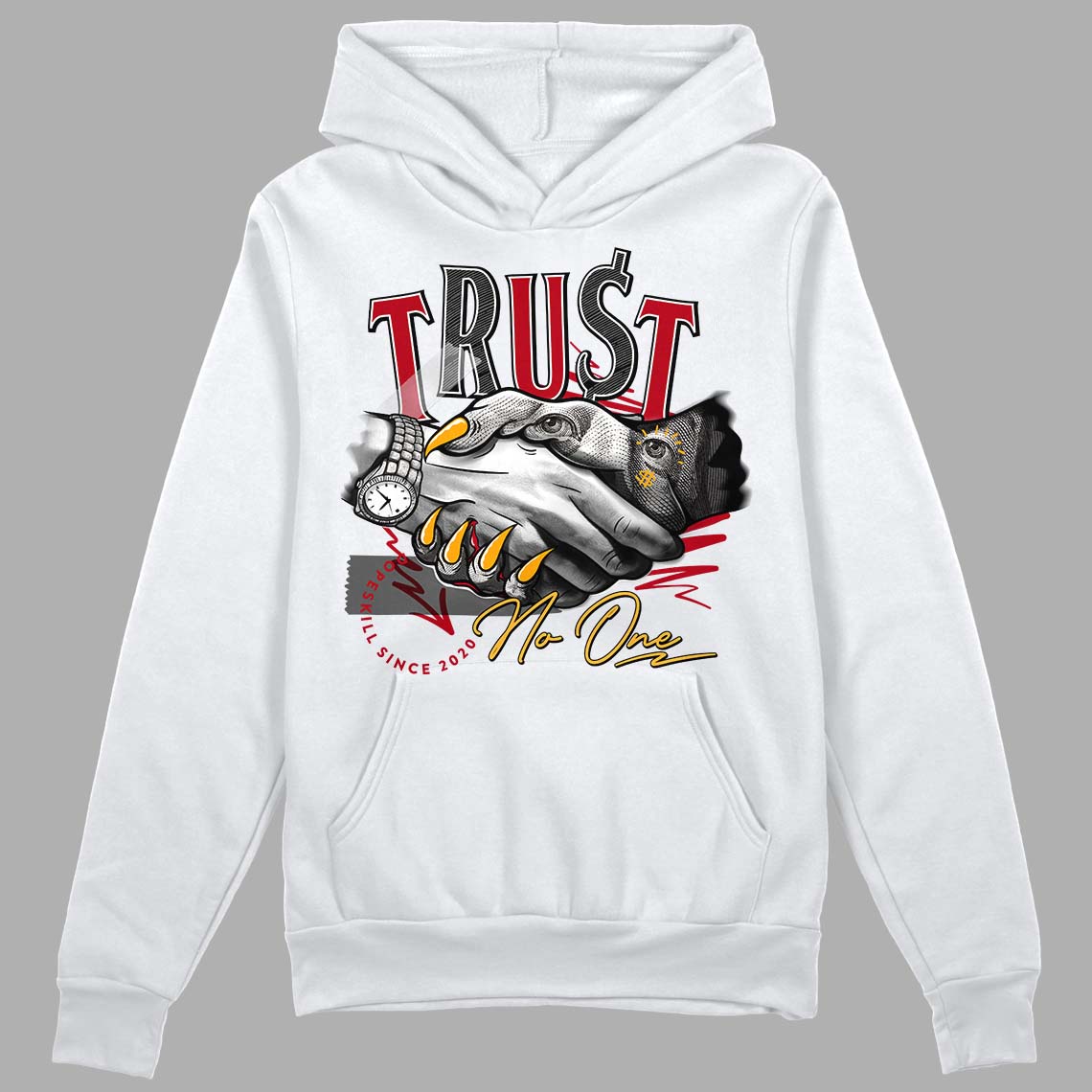 Cardinal 7s DopeSkill Hoodie Sweatshirt Trust No One Graphic - White 