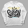 Aqua 5s DopeSkill Long Sleeve T-Shirt Queen Graphic - White 