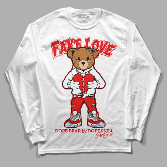Cherry 11s DopeSkill Long Sleeve T-Shirt Fake Love Graphic - White