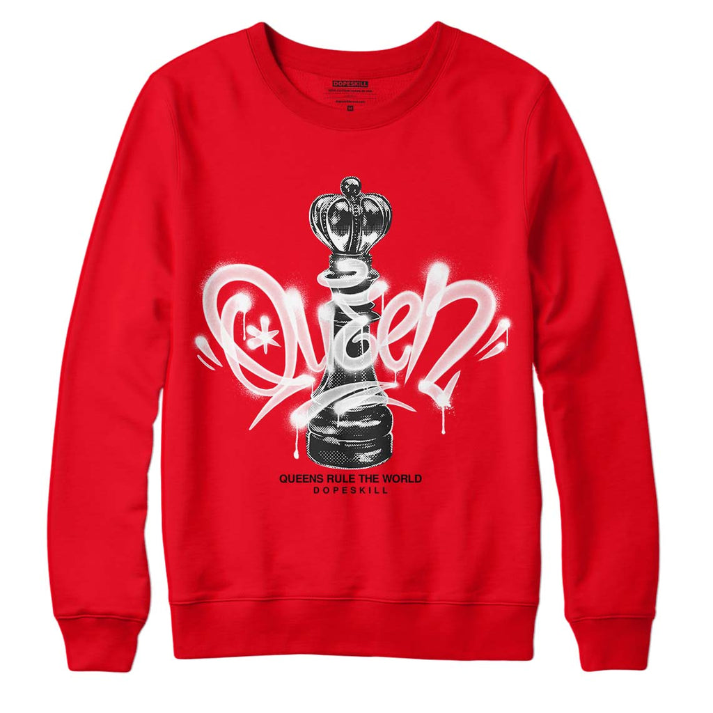 Jordan 4 Red Thunder DopeSkill Red Sweatshirt Queen Chess Graphic Streetwear