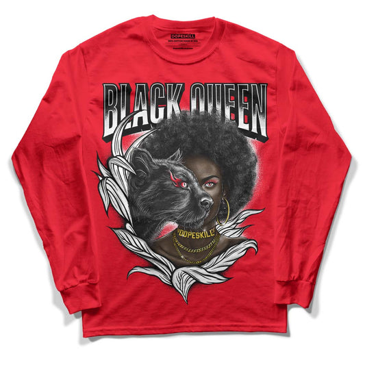 Red Thunder 4s DopeSkill Red Long Sleeve T-Shirt New Black Queen Graphic