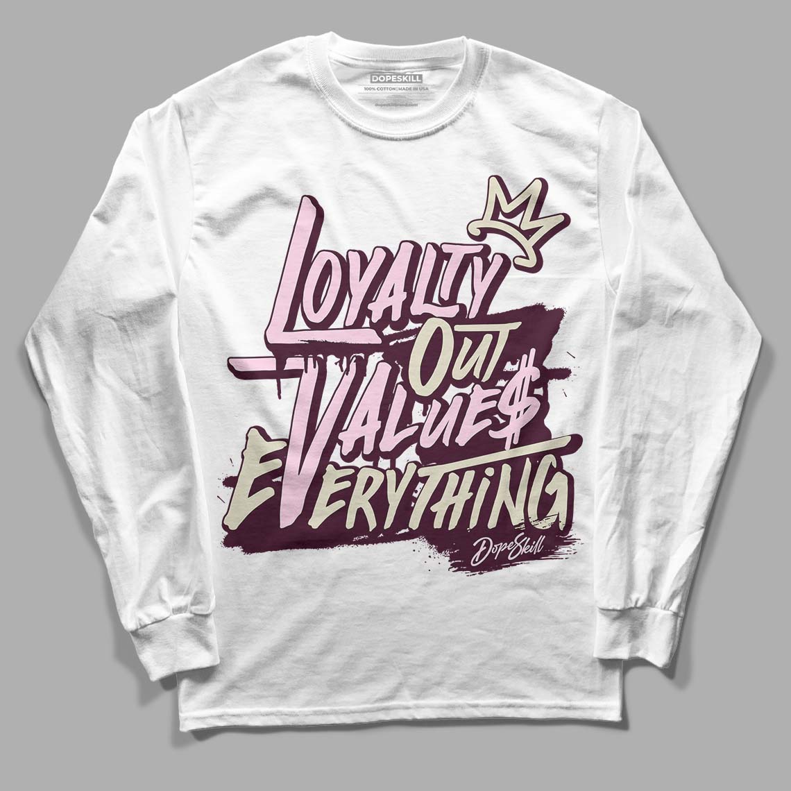 Dunk Low Night Maroon and Medium Soft Pink DopeSkill Long Sleeve T-Shirt LOVE Graphic Streetwear - White